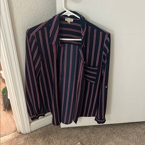 Navy and Pink Striped Shirt